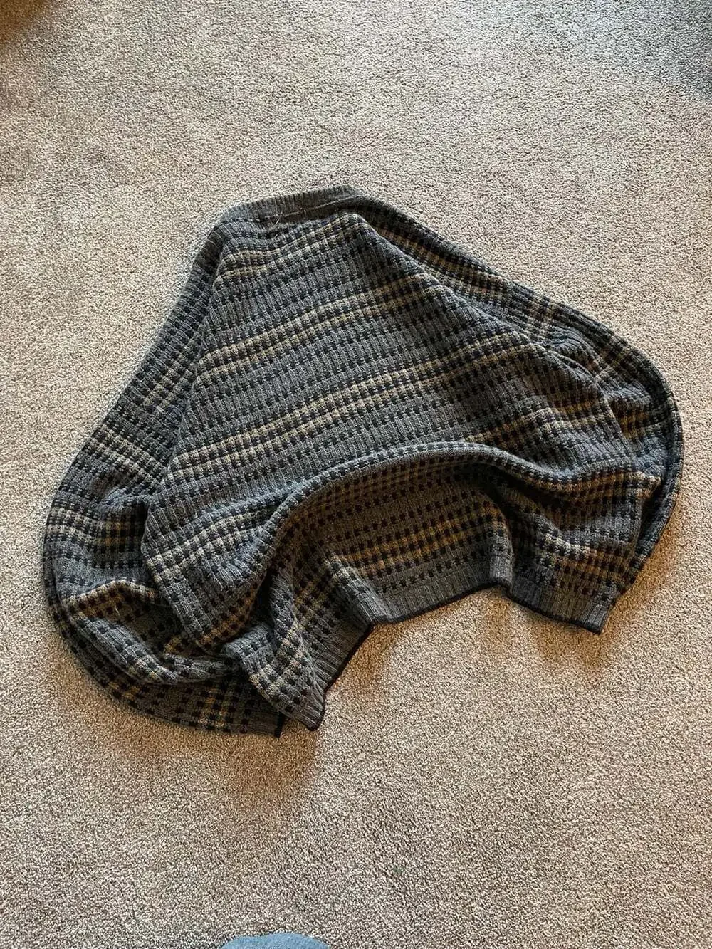 VTG 90s Bill Blass Crewneck Sweater Size L Gray Black Check Grandpa Chunky Knit
